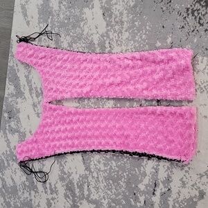 Womens Chaps Lace up Pink Fuzzy  Inside Leg 32" Outside 39" Sz 14